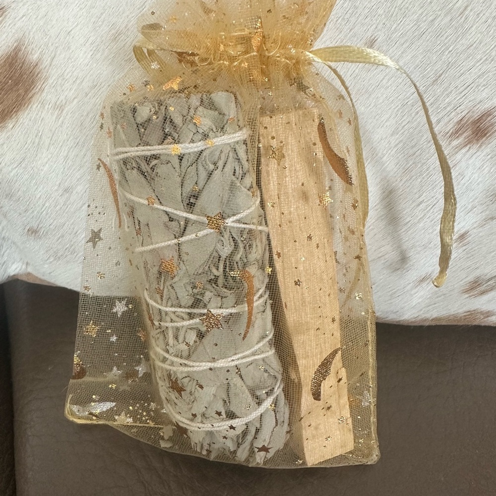 Smudging Sage Bundle Gift Set in Gold Organza Bag